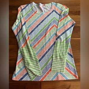 Sundance Catalog Light Thermal Colorful Striped Long Sleeve Women's Top NWOT
